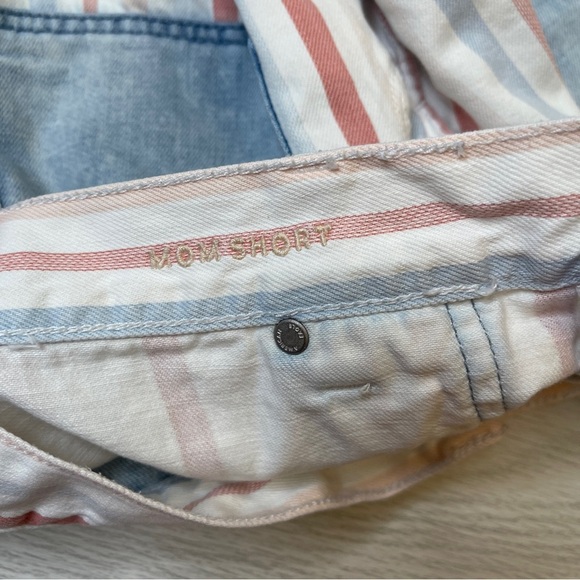 American Eagle Outfitters Cotton Striped Raw Hem Mom Short Pink Blue Size 14 - Picture 7 of 13